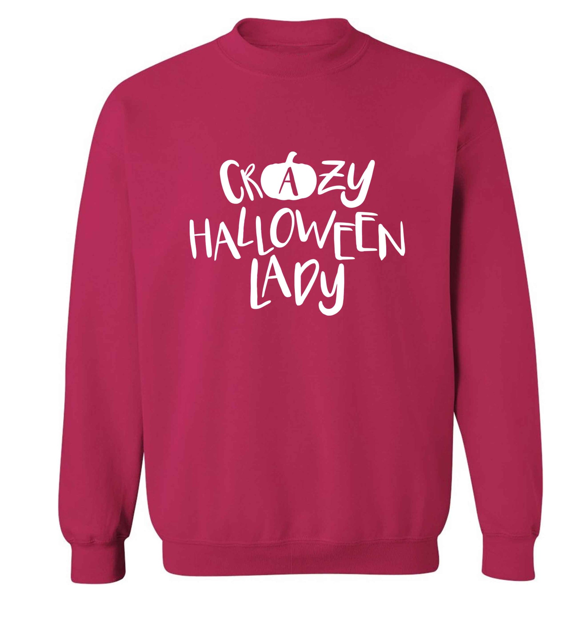 Crazy halloween lady adult's unisex pink sweater 2XL
