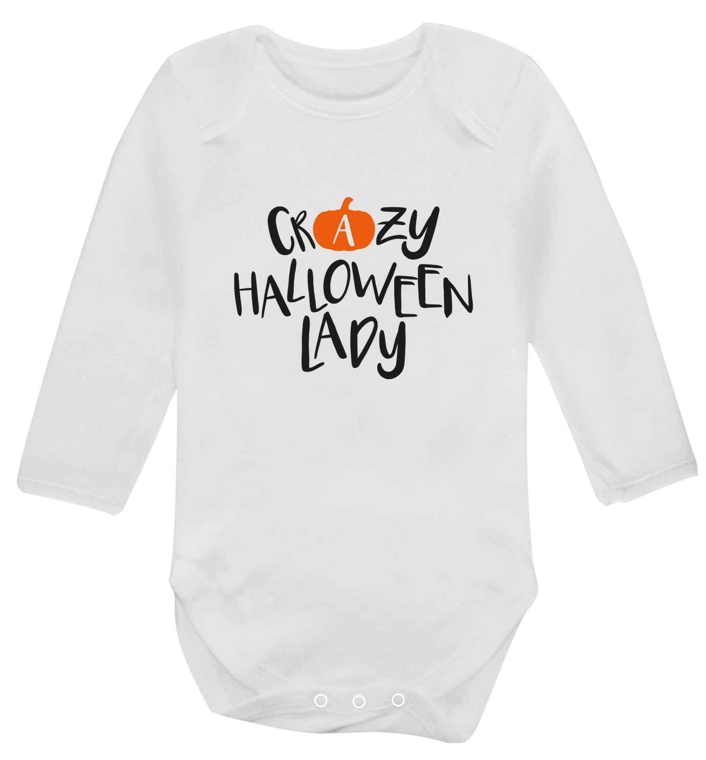 Crazy halloween lady baby vest long sleeved white 6-12 months