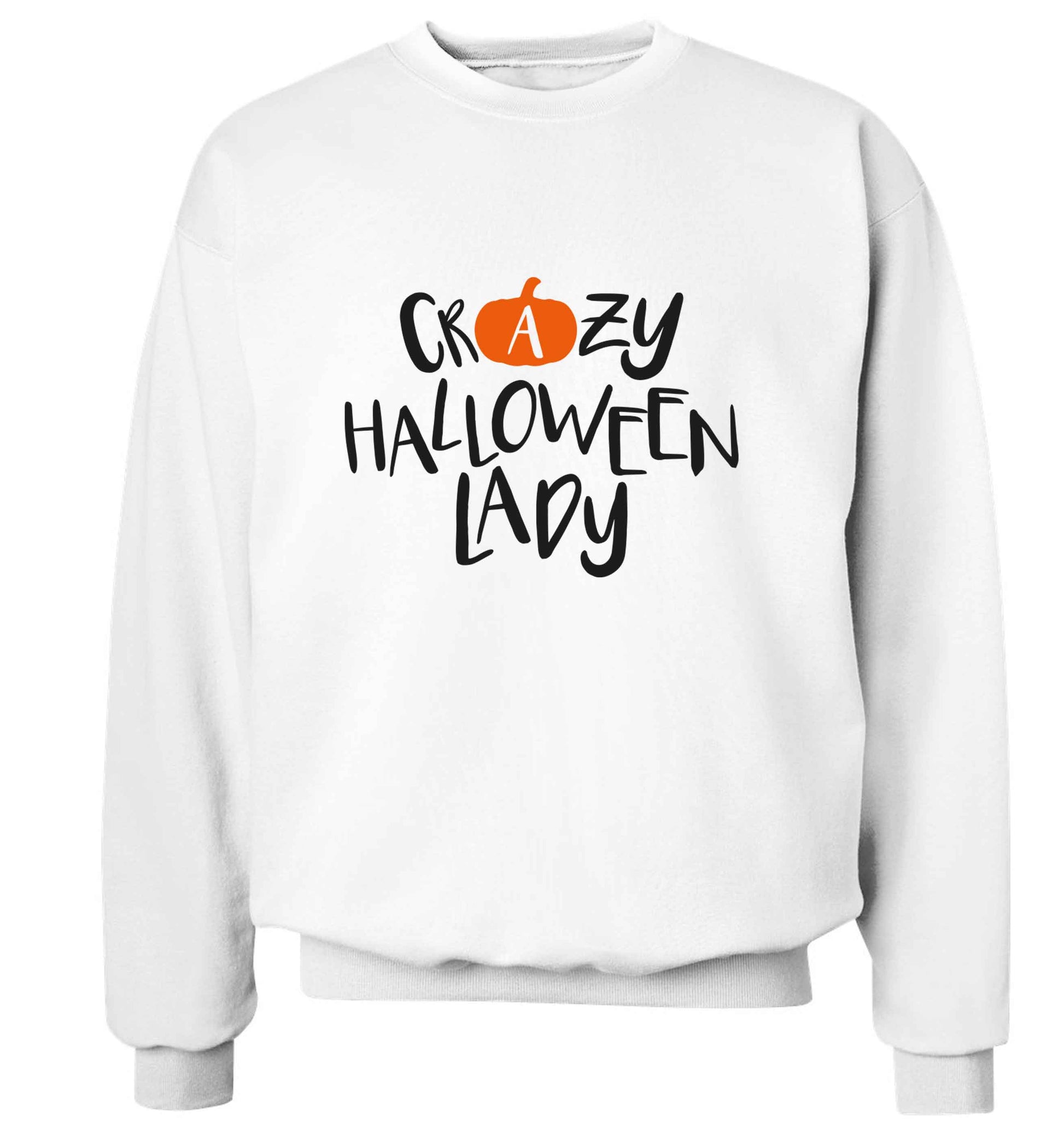 Crazy halloween lady adult's unisex white sweater 2XL