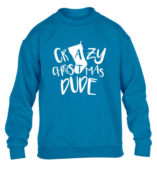 Crazy Christmas Dude children's blue sweater 12-13 Years