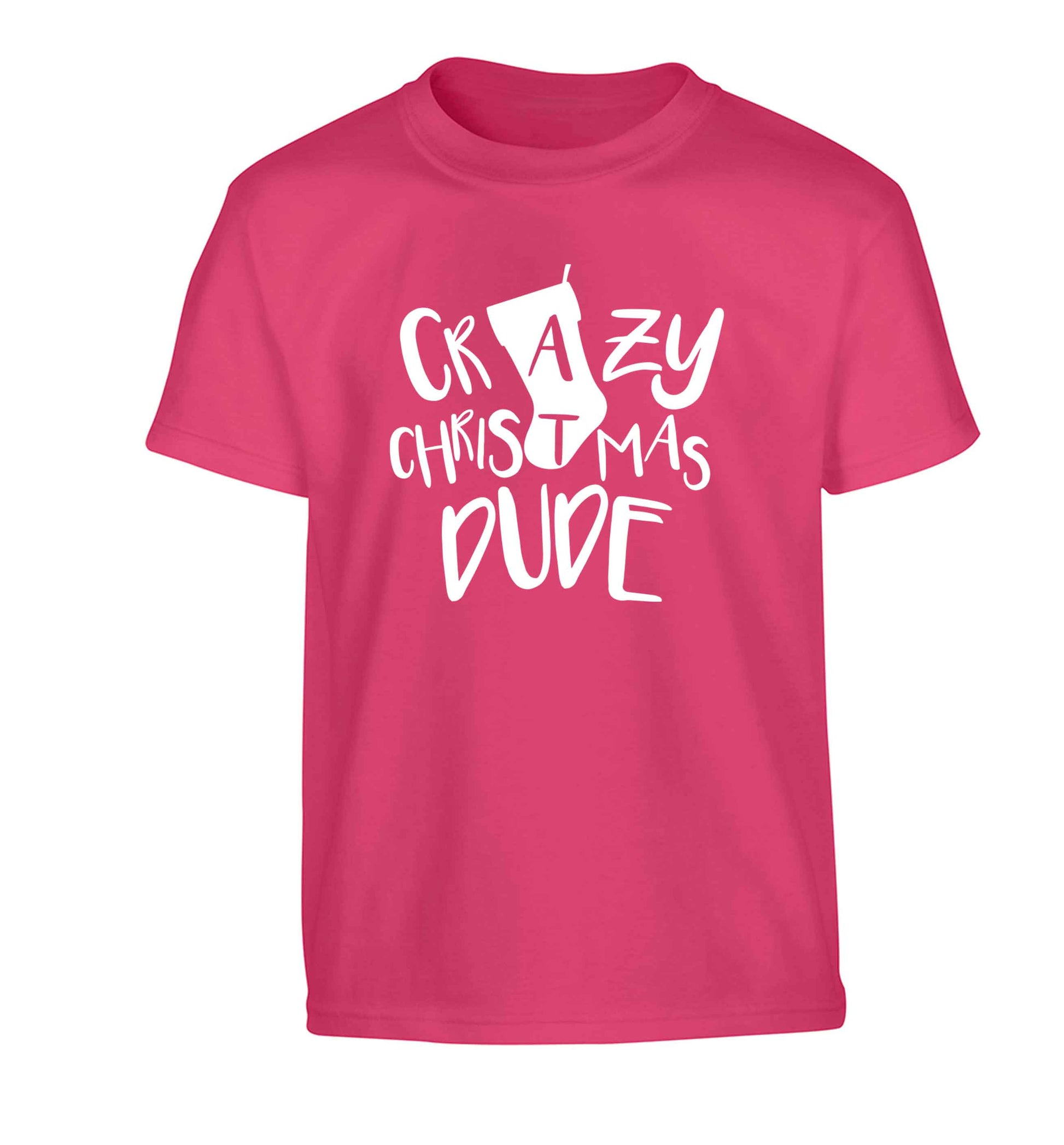 Crazy Christmas Dude Children's pink Tshirt 12-13 Years