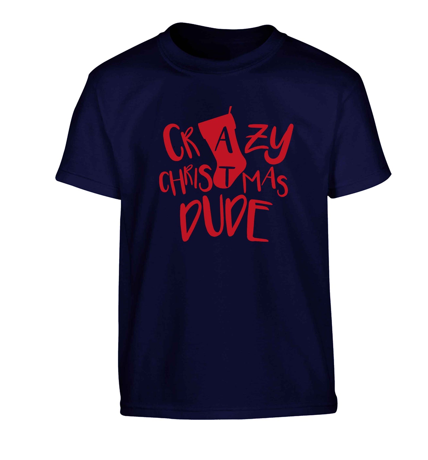 Crazy Christmas Dude Children's navy Tshirt 12-13 Years