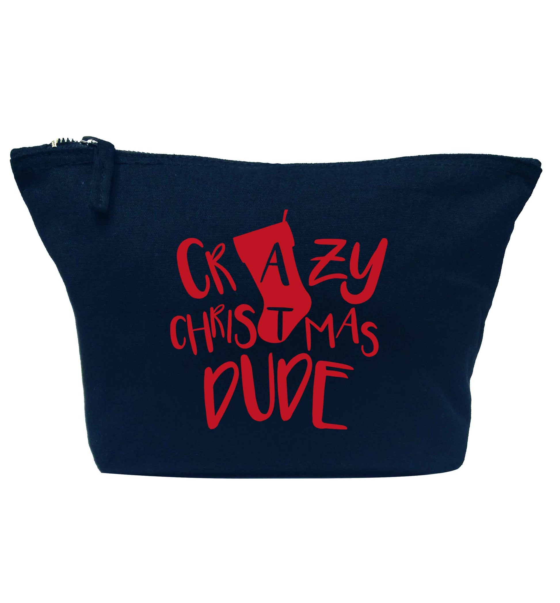 Crazy Christmas Dude navy makeup bag