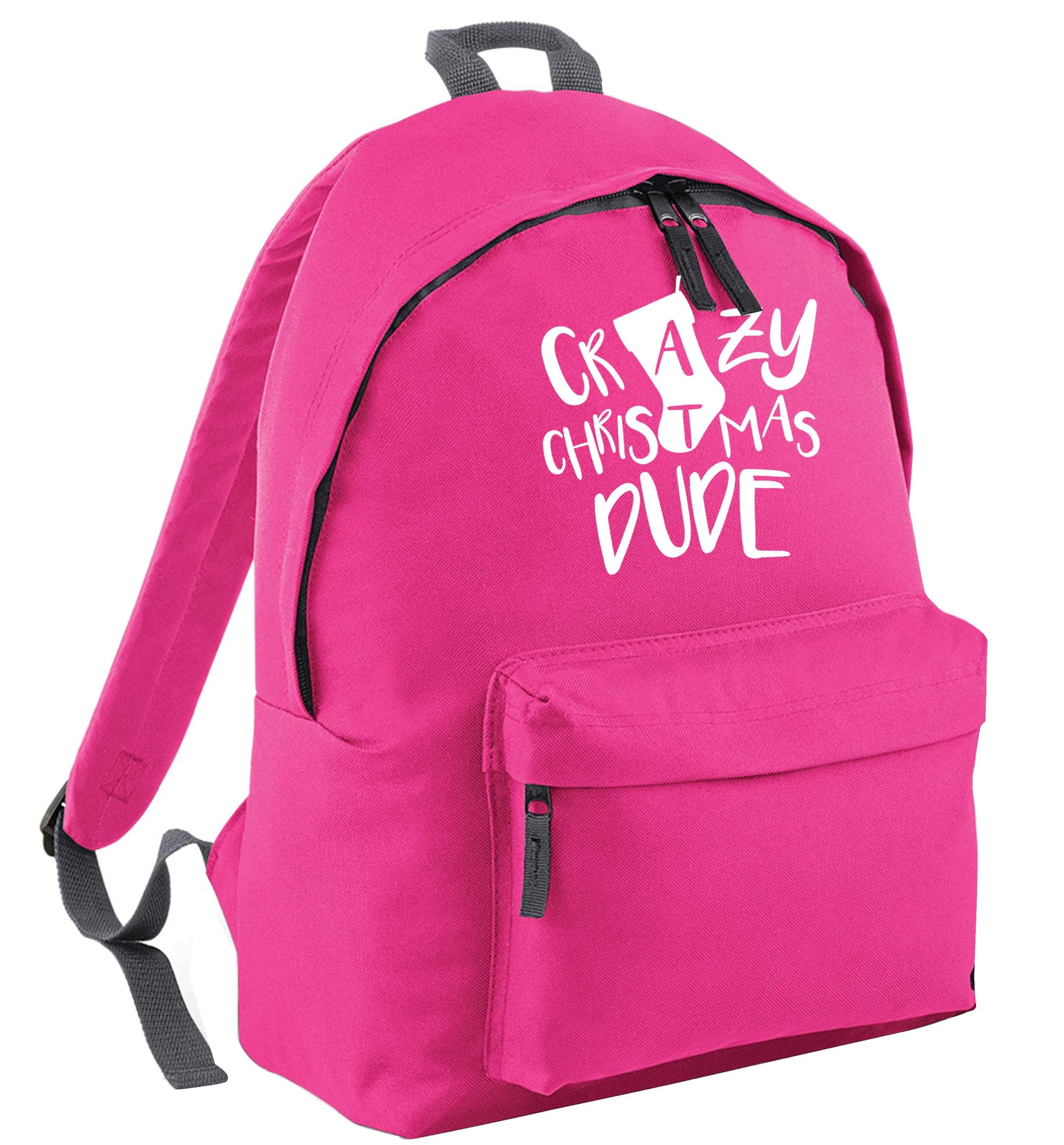 Crazy Christmas Dude pink adults backpack