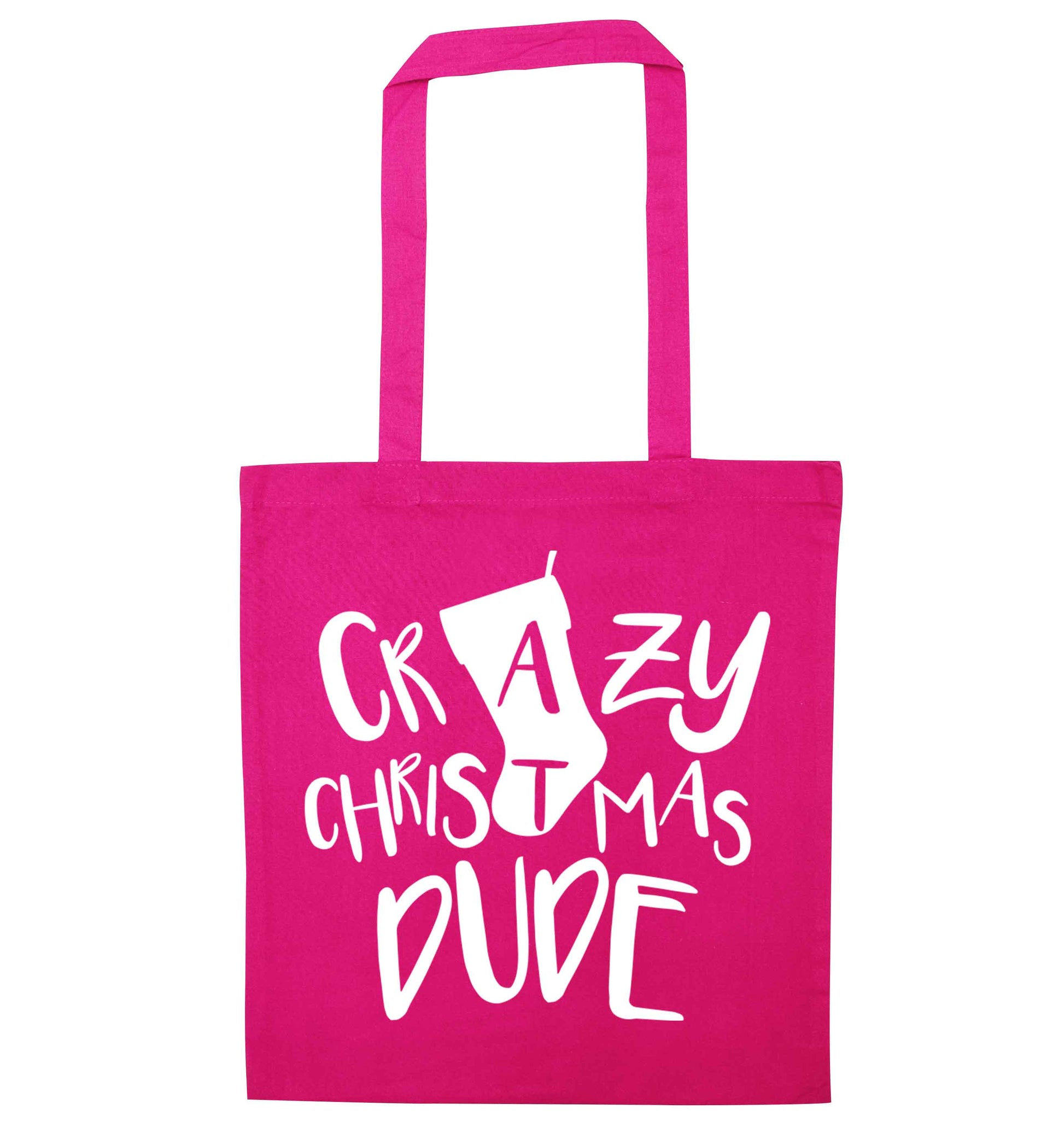 Crazy Christmas Dude pink tote bag