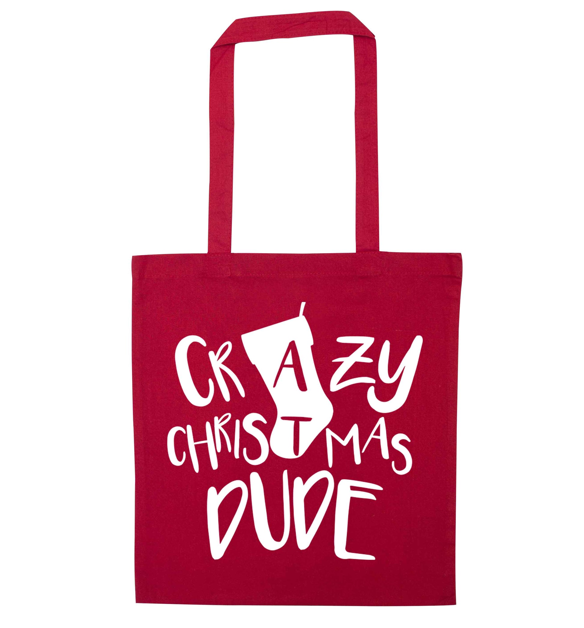 Crazy Christmas Dude red tote bag