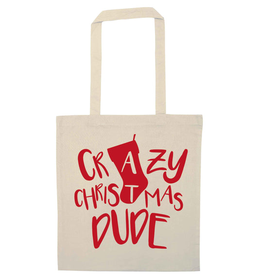 Crazy Christmas Dude natural tote bag