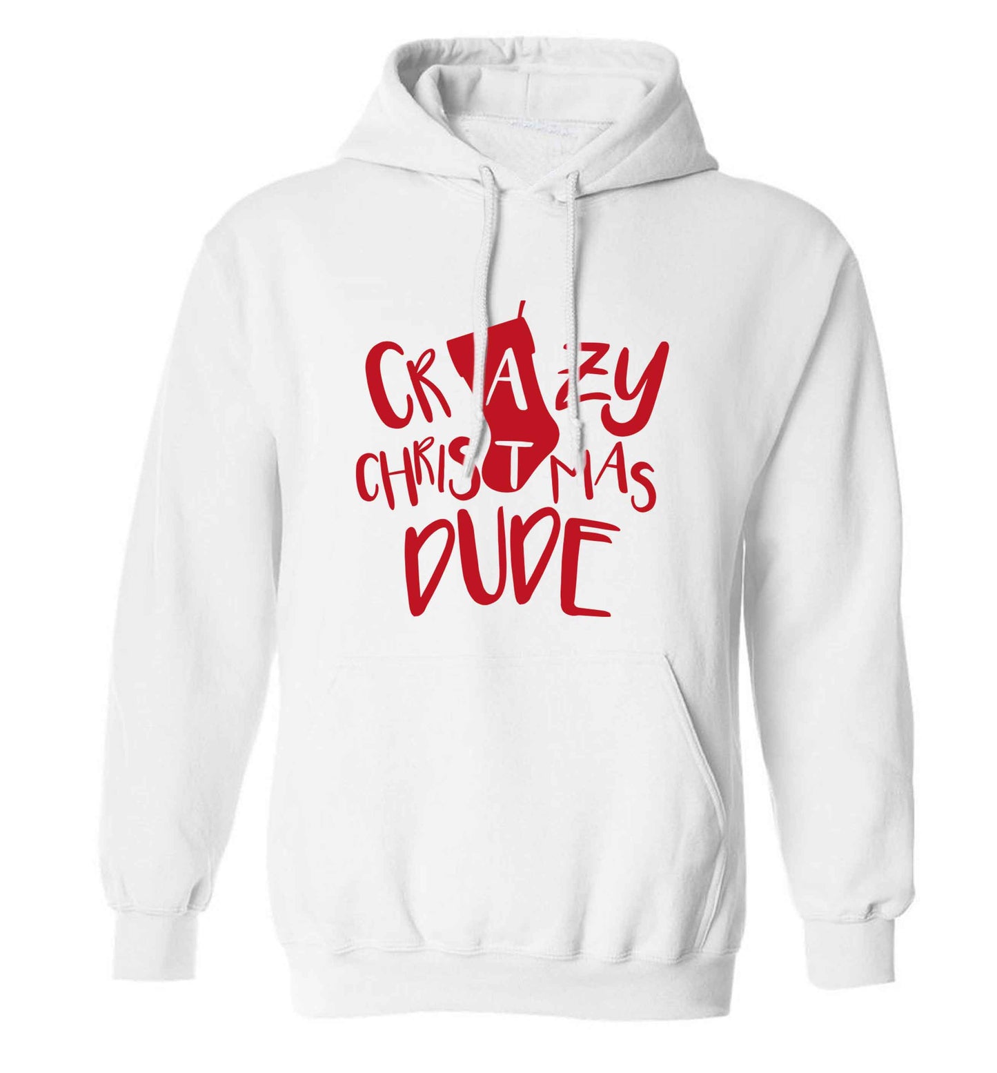 Crazy Christmas Dude adults unisex white hoodie 2XL