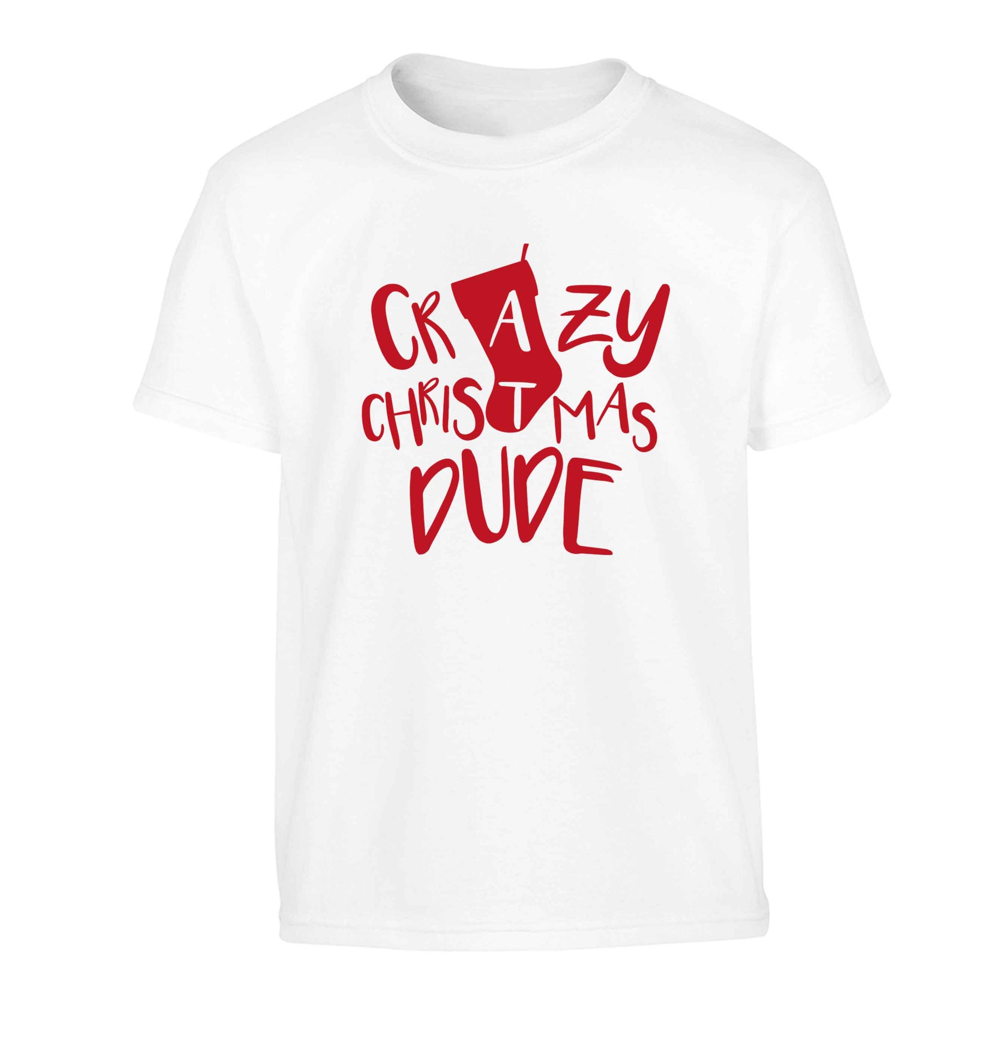 Crazy Christmas Dude Children's white Tshirt 12-13 Years