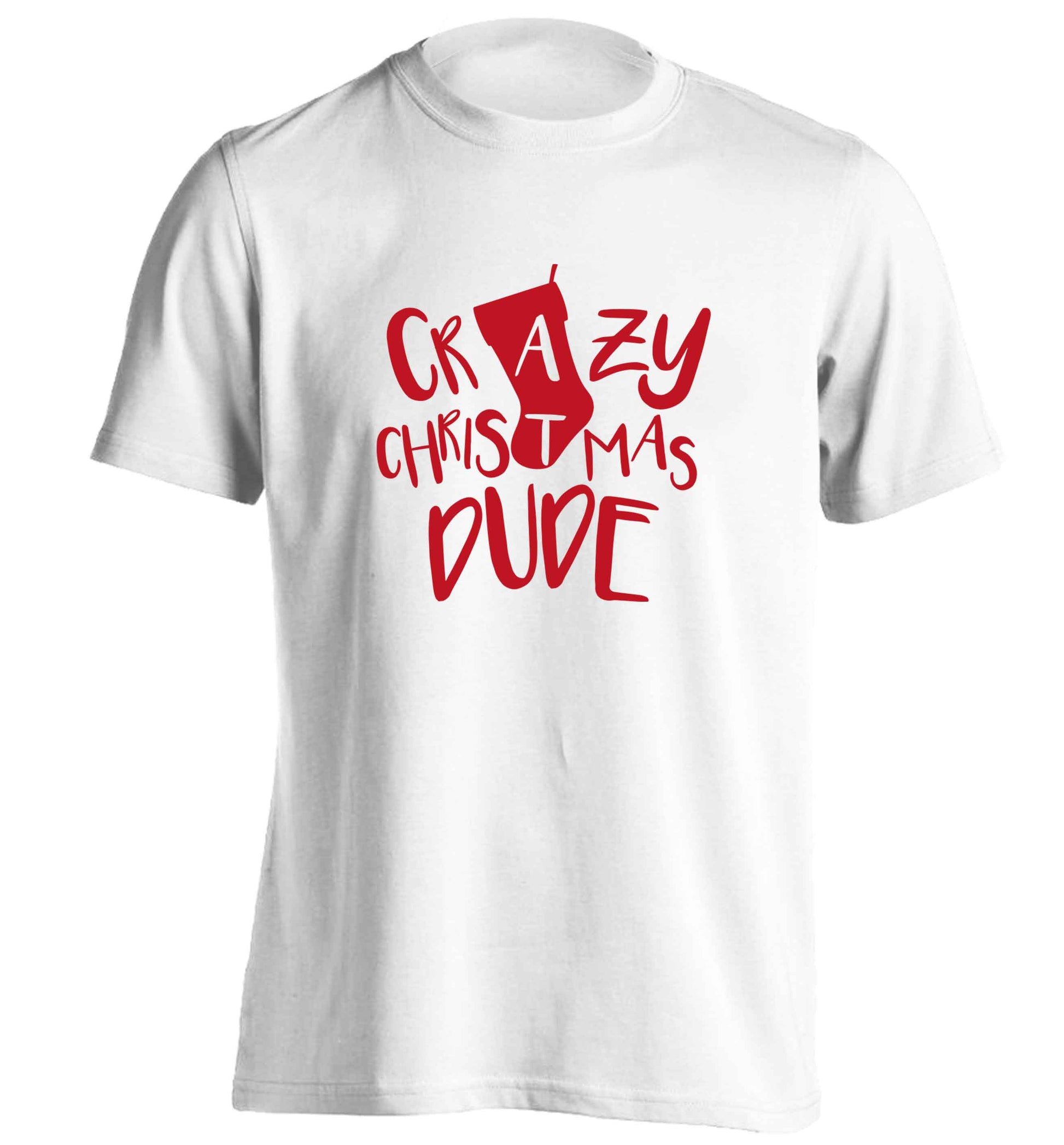 Crazy Christmas Dude adults unisex white Tshirt 2XL