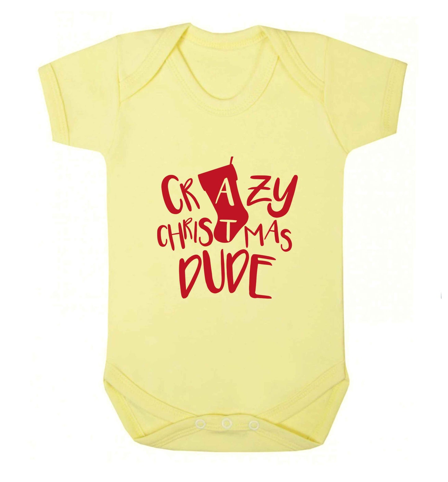 Crazy Christmas Dude baby vest pale yellow 18-24 months