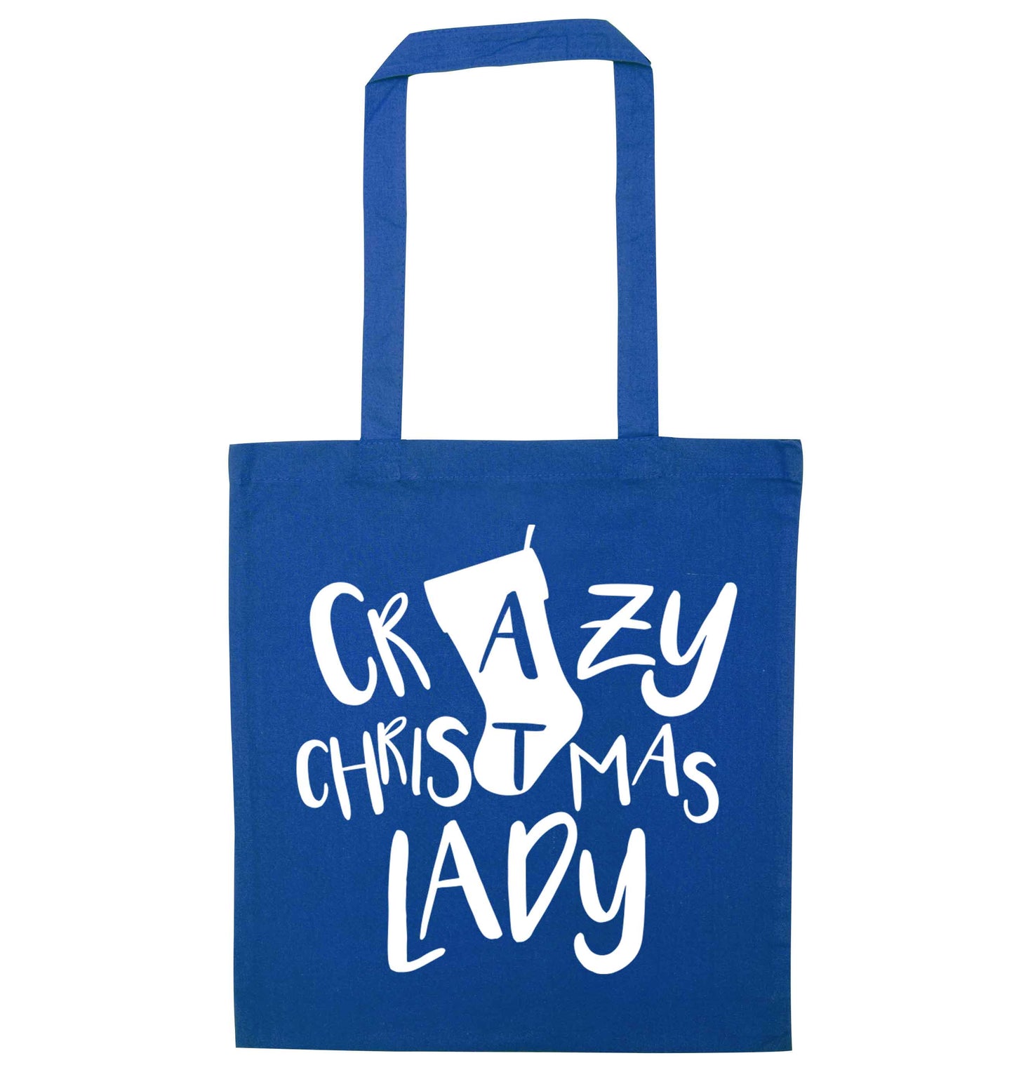 Crazy Christmas Dude blue tote bag