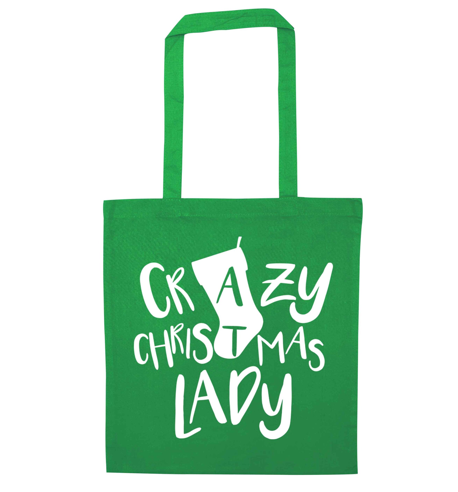 Crazy Christmas Dude green tote bag