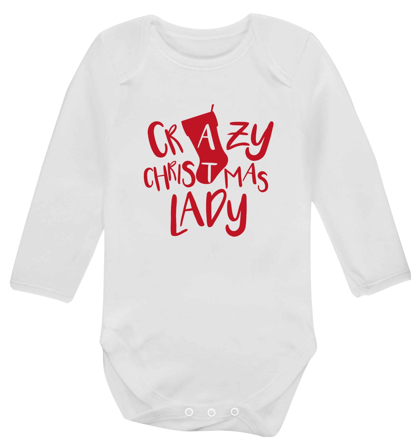 Crazy Christmas Dude baby vest long sleeved white 6-12 months