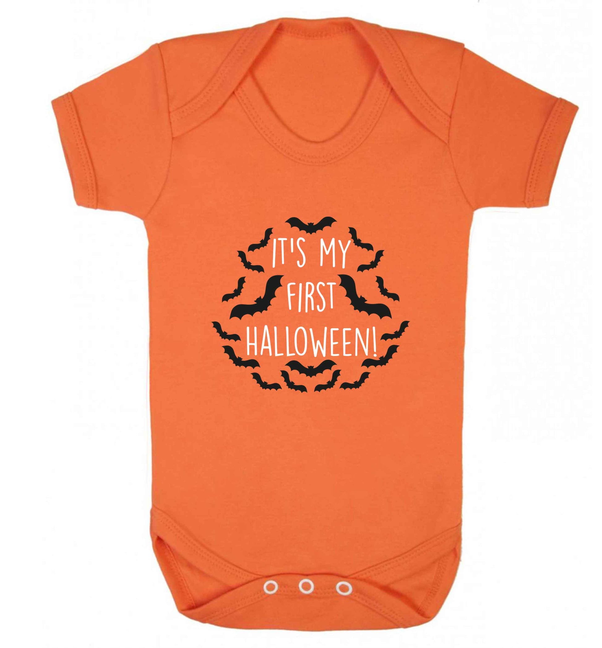 It's my first halloween - bat border baby vest orange 18-24 months