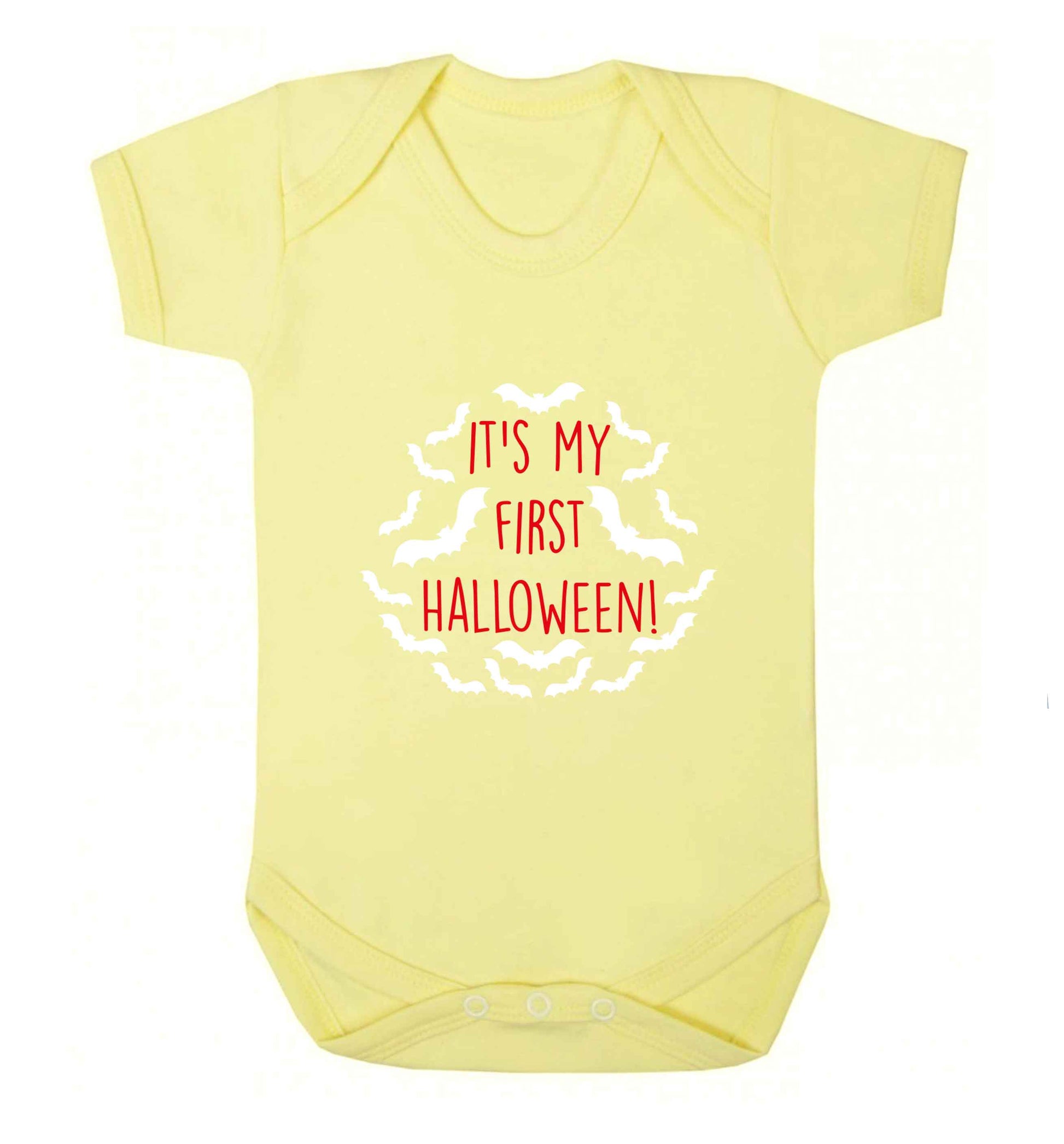It's my first halloween - bat border baby vest pale yellow 18-24 months