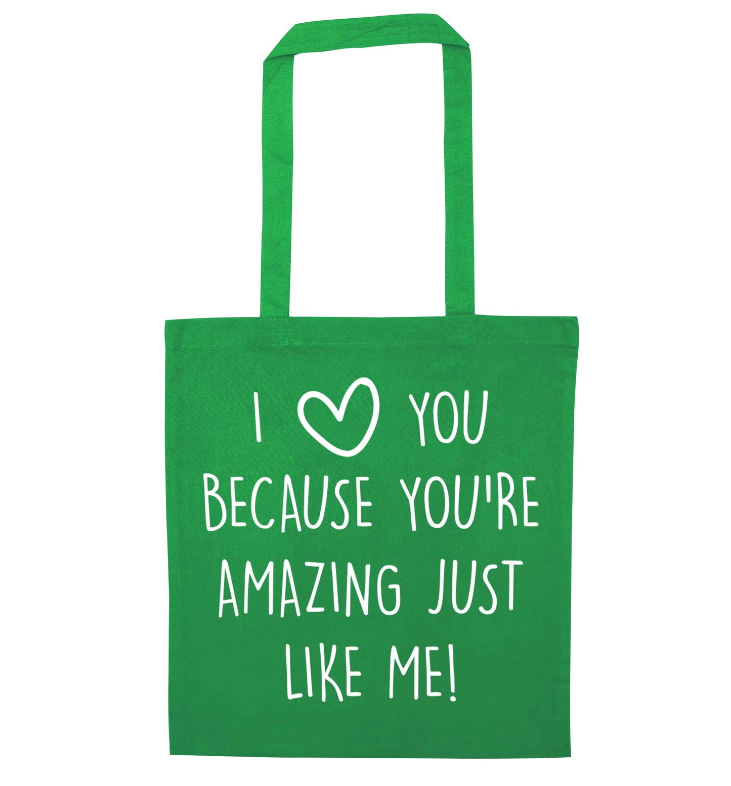 Girlfriend I love you to the moon and back green tote bag