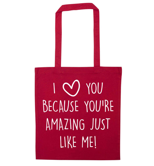 Girlfriend I love you to the moon and back red tote bag