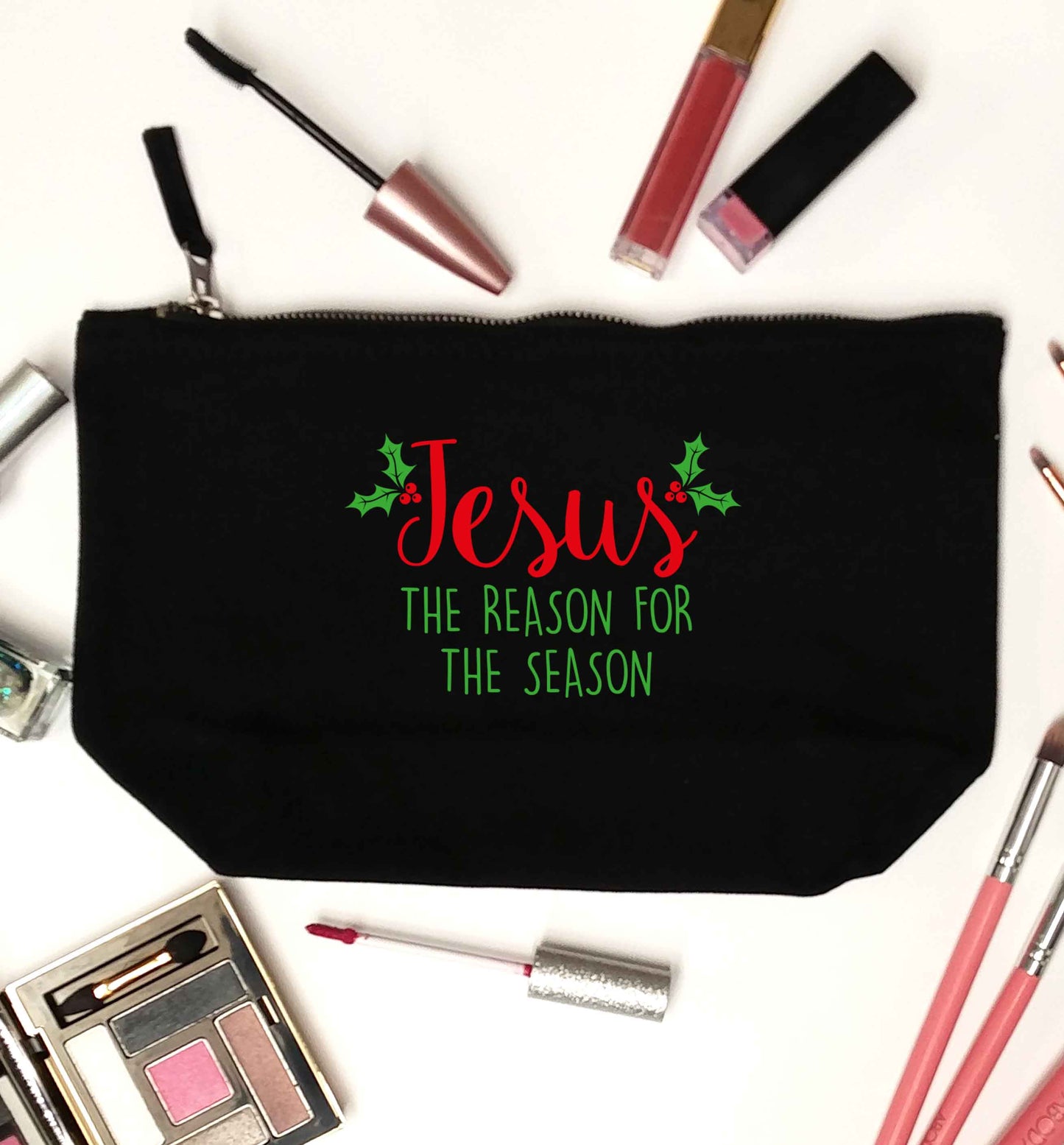 Jesus the reason for the season black makeup bag