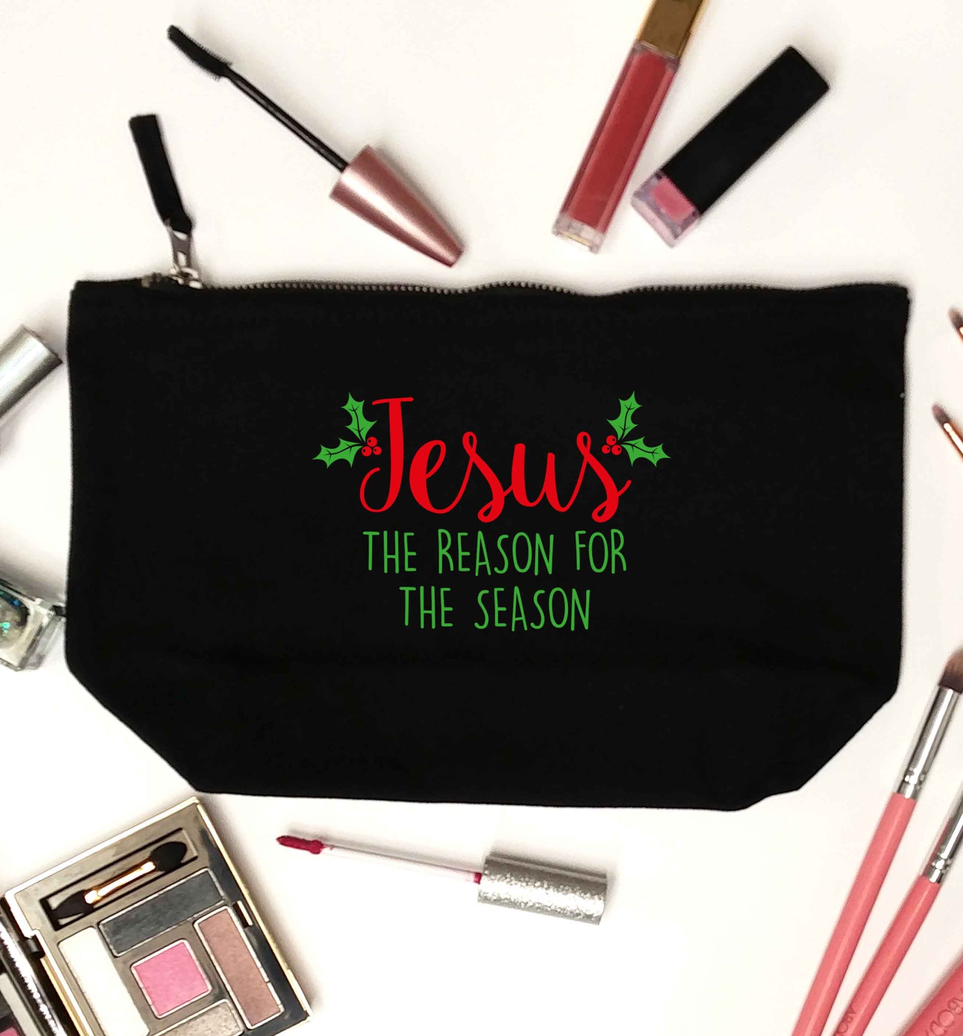 Jesus the reason for the season black makeup bag
