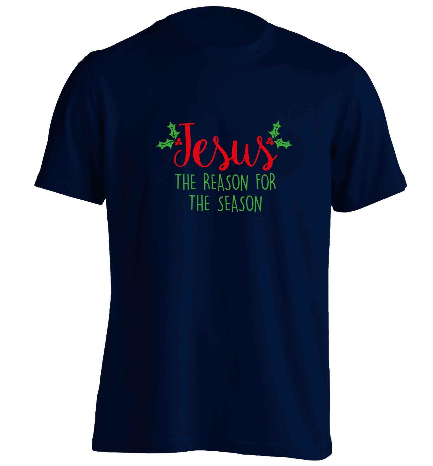Jesus the reason for the season adults unisex navy Tshirt 2XL