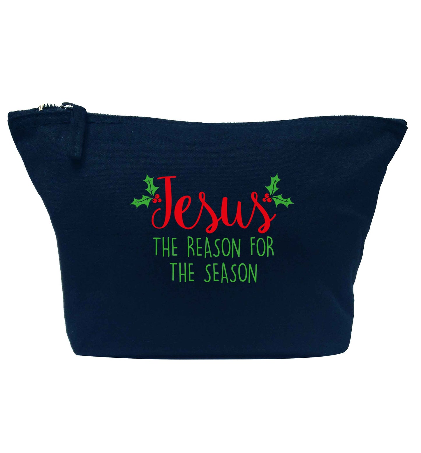 Jesus the reason for the season navy makeup bag