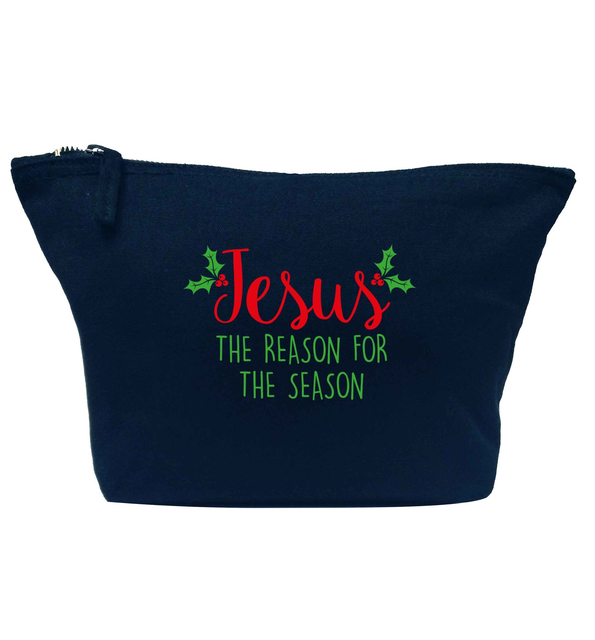 Jesus the reason for the season navy makeup bag