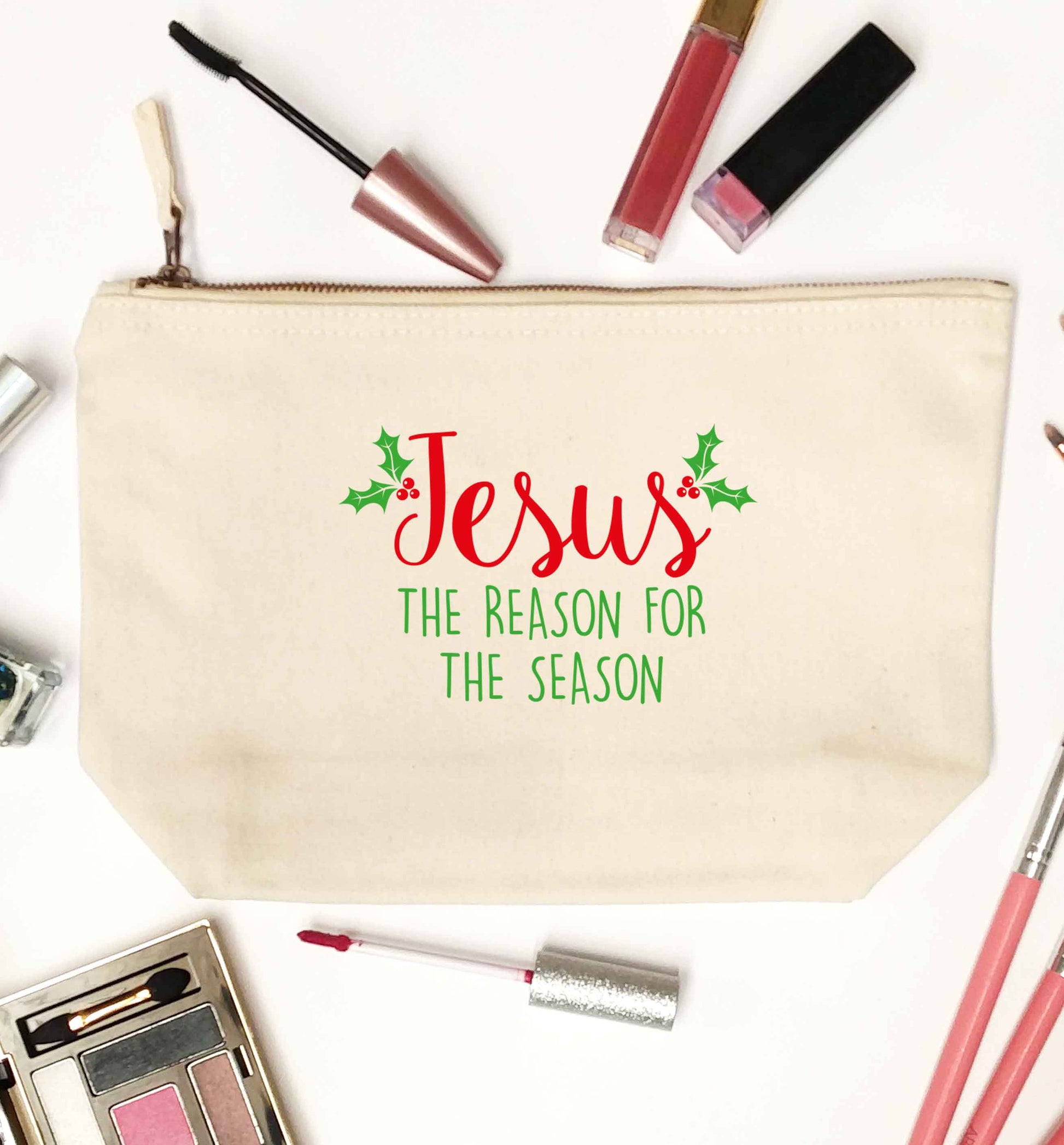 Jesus the reason for the season natural makeup bag