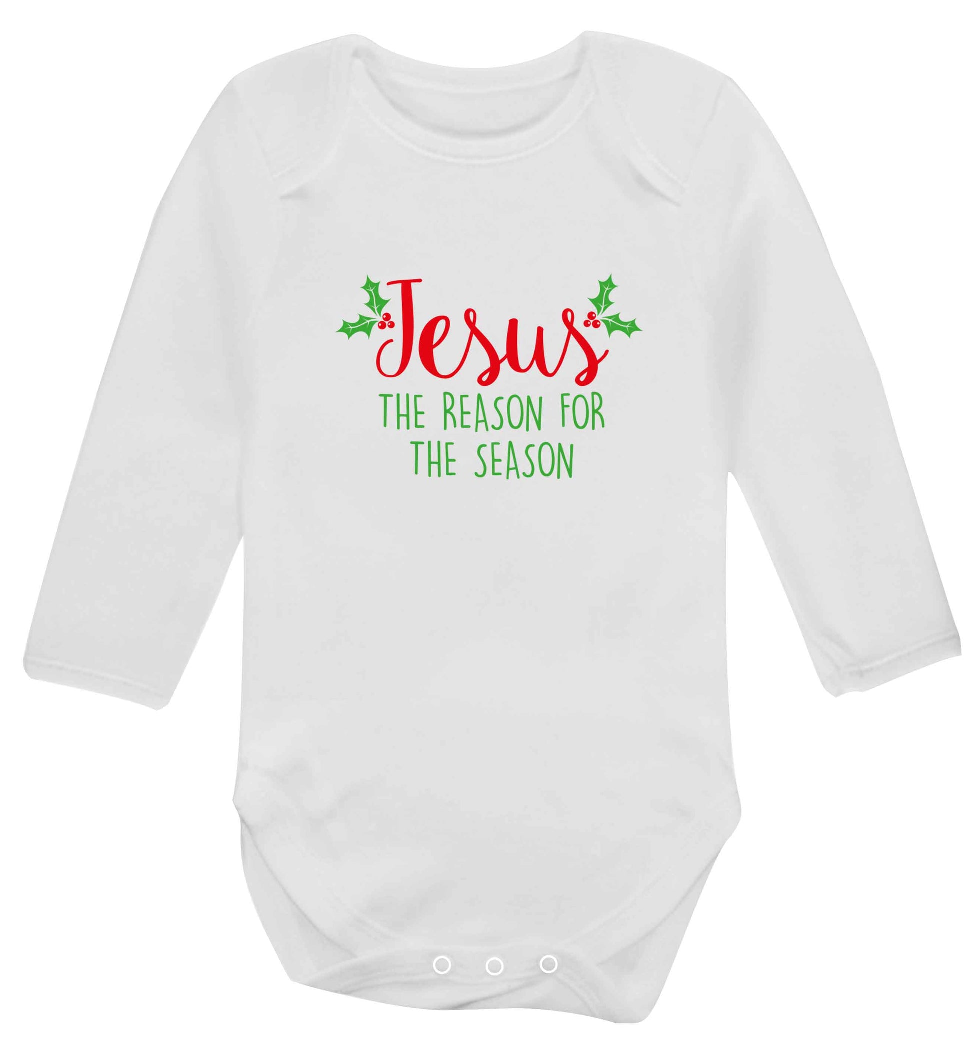 Jesus the reason for the season baby vest long sleeved white 6-12 months