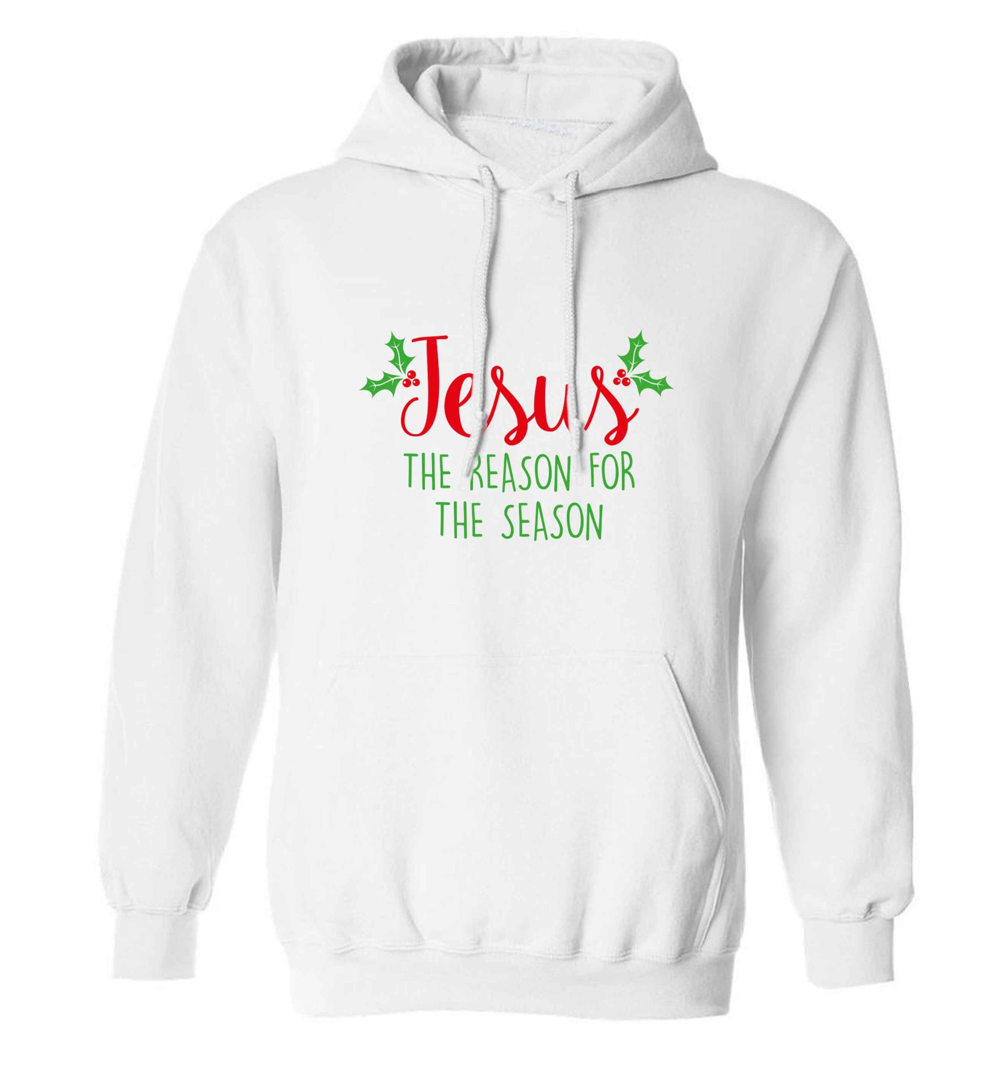 Jesus the reason for the season adults unisex white hoodie 2XL