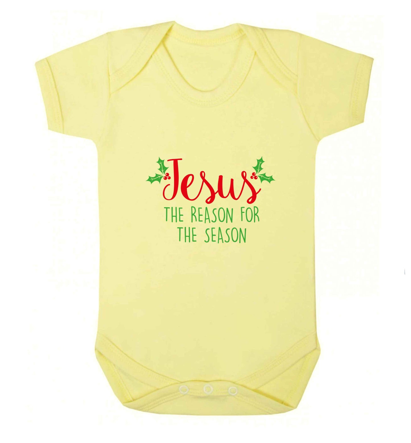 Jesus the reason for the season baby vest pale yellow 18-24 months