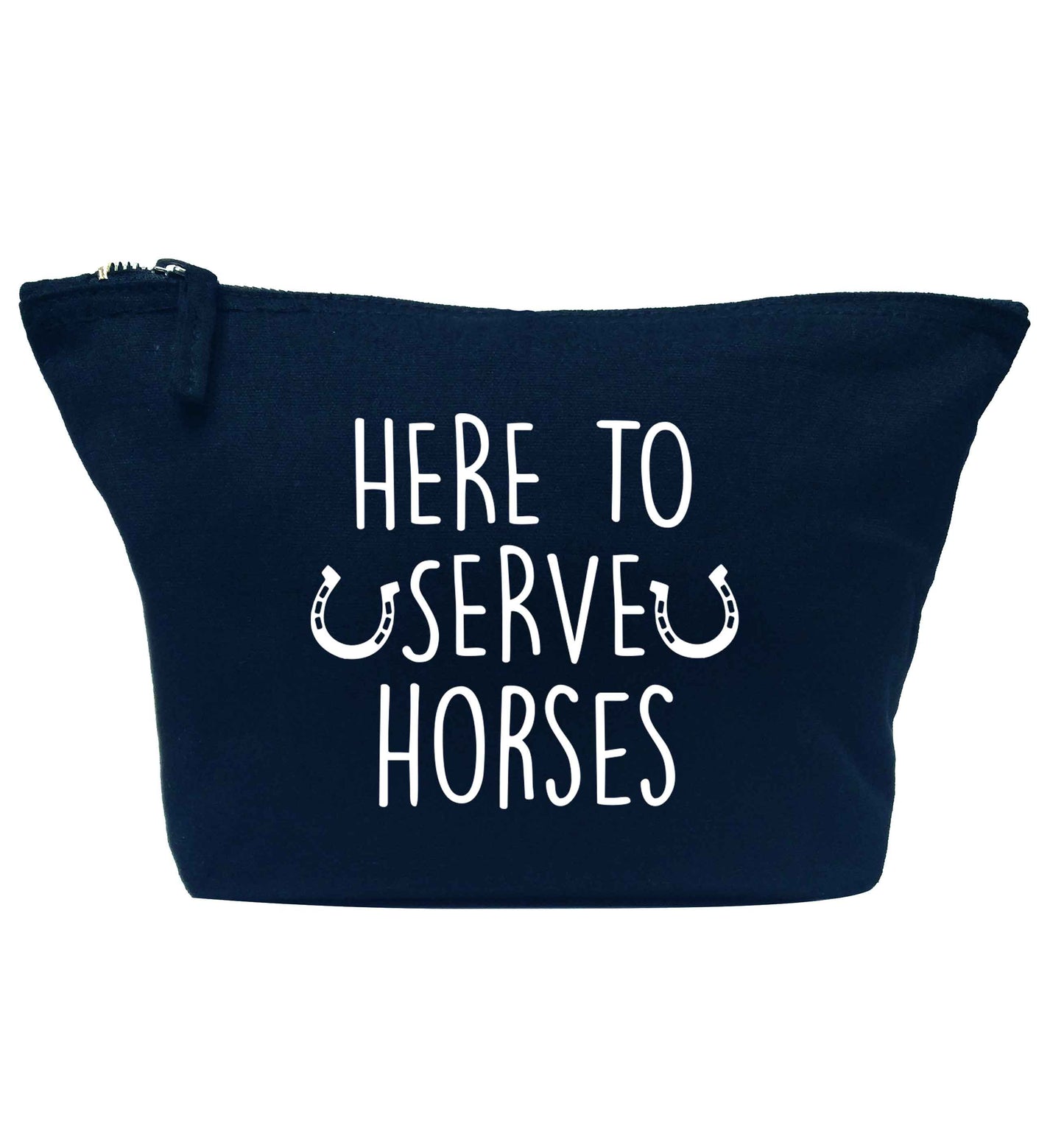 Here to serve horses navy makeup bag