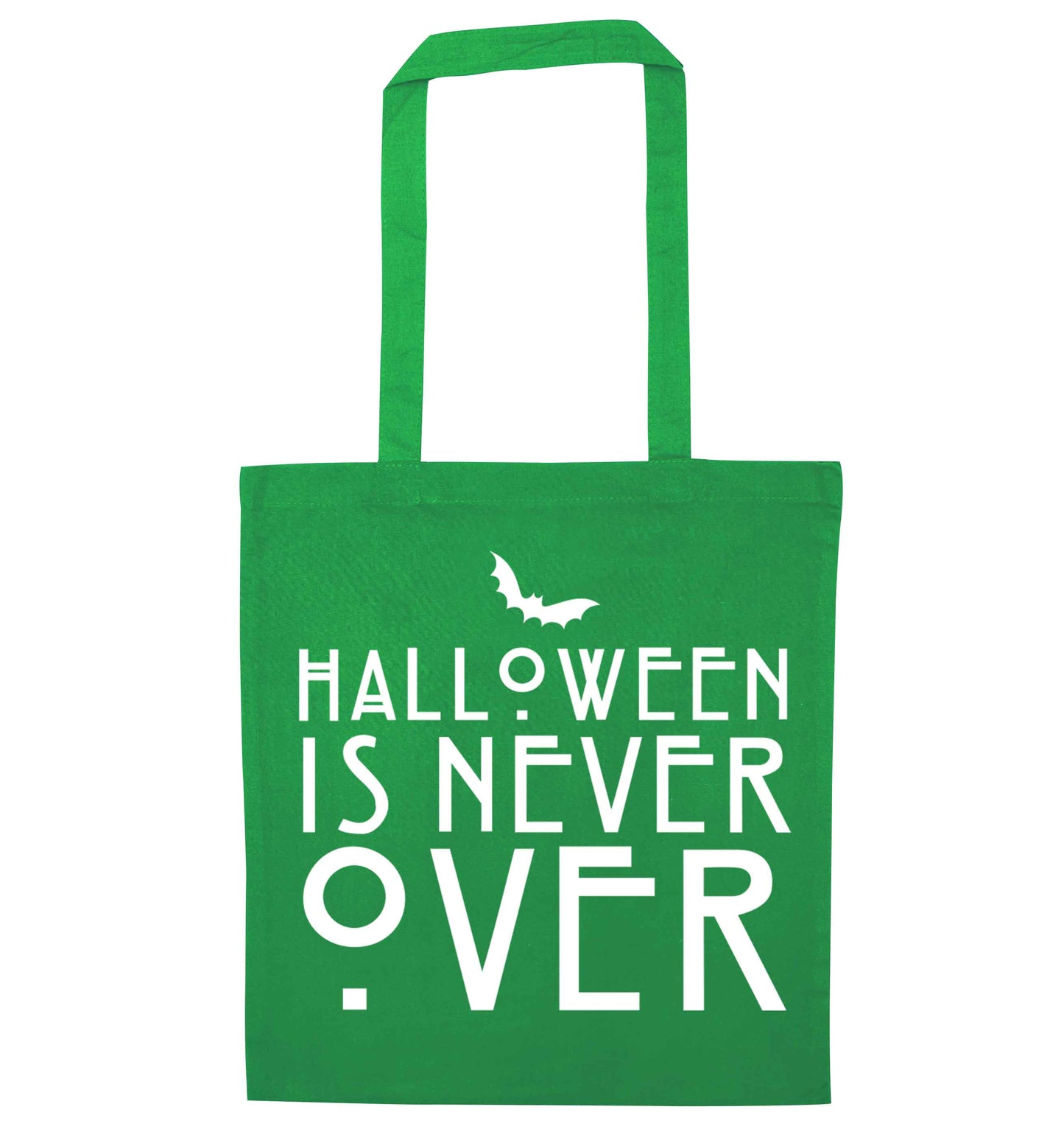 Halloween is never over green tote bag