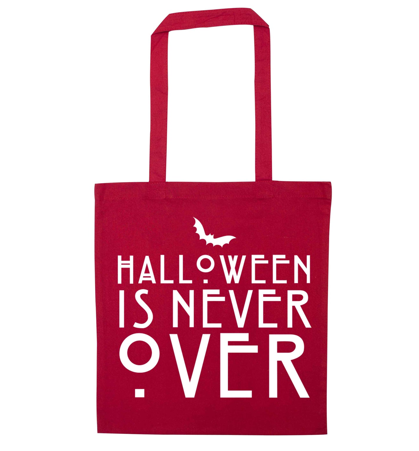 Halloween is never over red tote bag