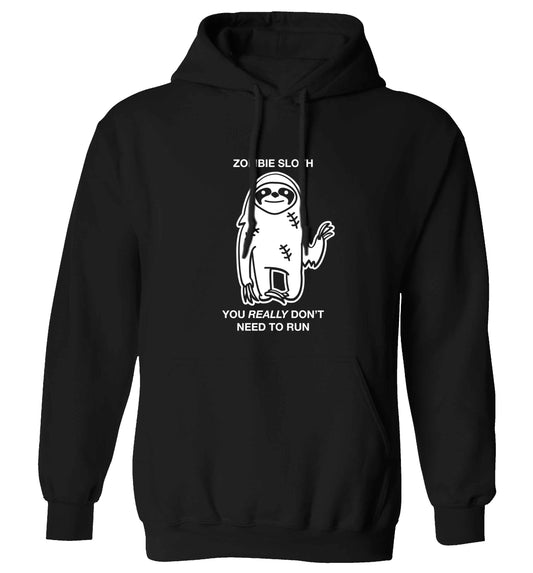 Zombie sloth you really don't need to run adults unisex black hoodie 2XL