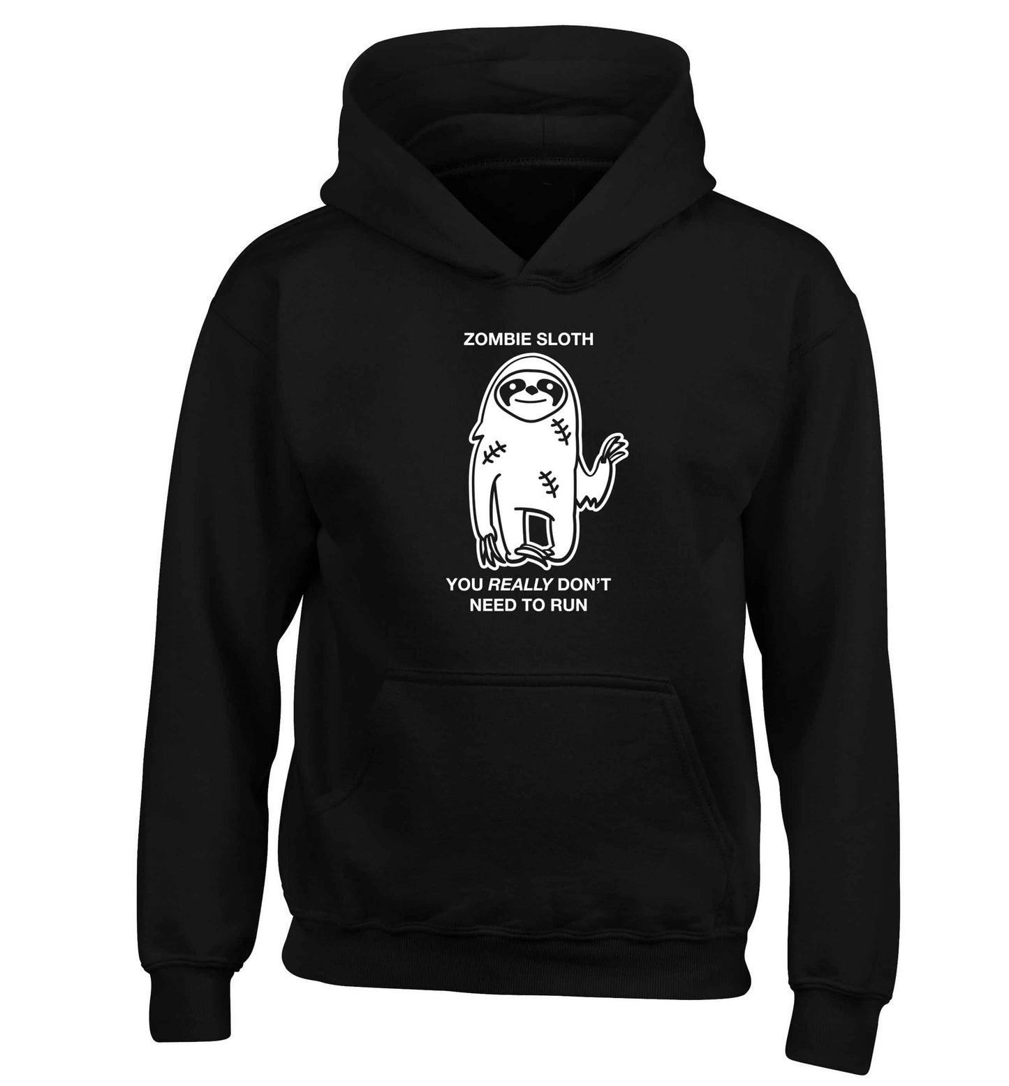 Zombie sloth you really don't need to run children's black hoodie 12-13 Years