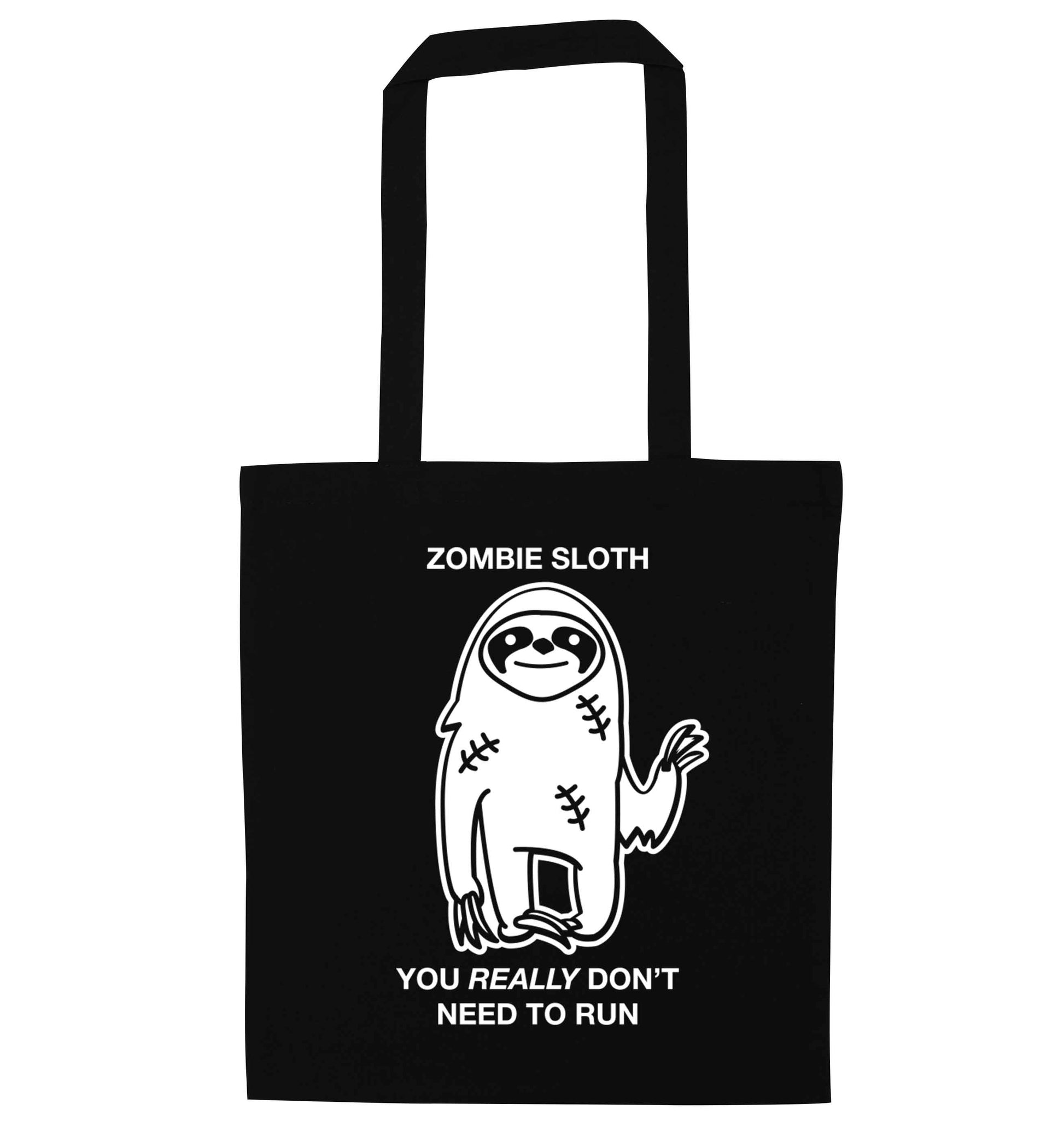 Zombie sloth you really don't need to run black tote bag