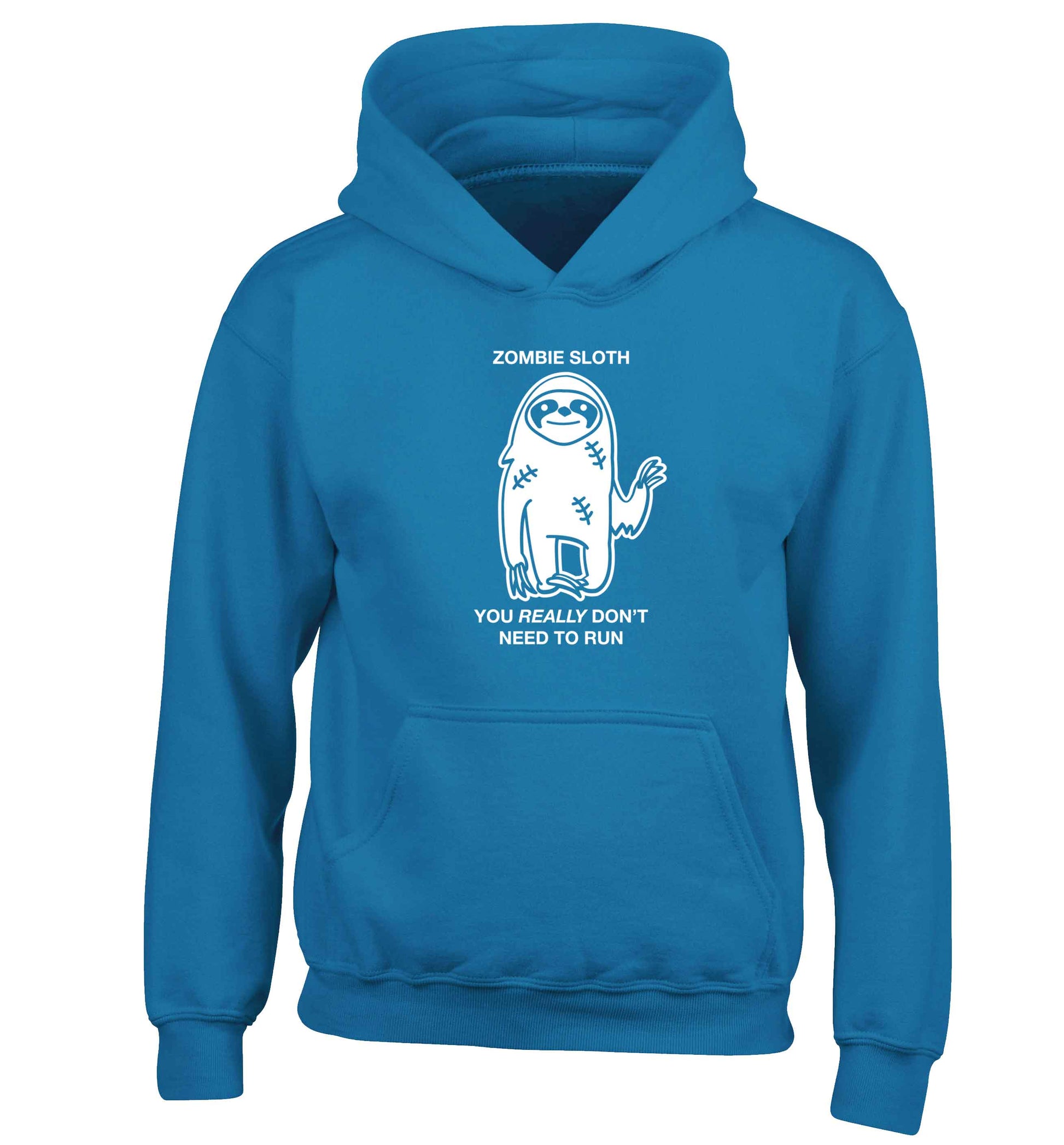 Zombie sloth you really don't need to run children's blue hoodie 12-13 Years