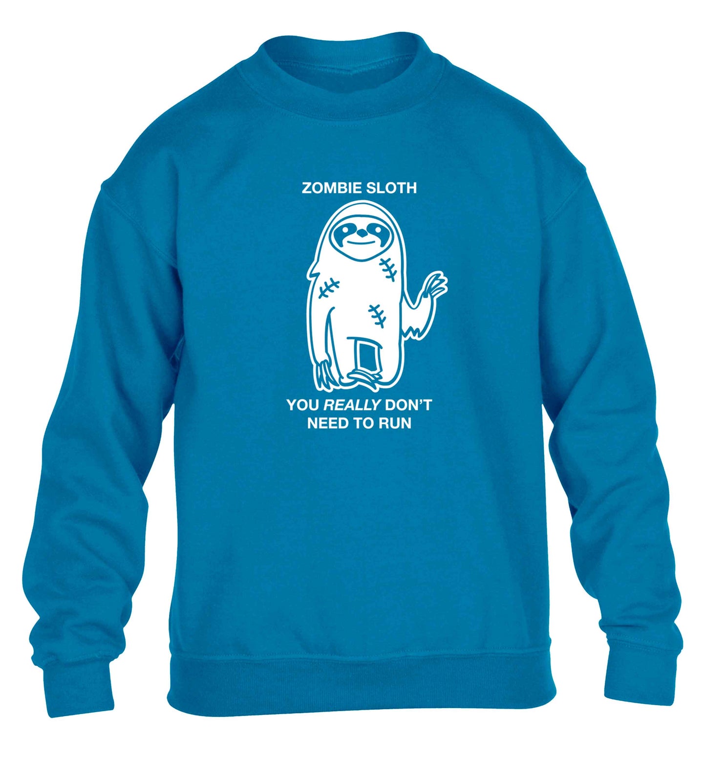 Zombie sloth you really don't need to run children's blue sweater 12-13 Years