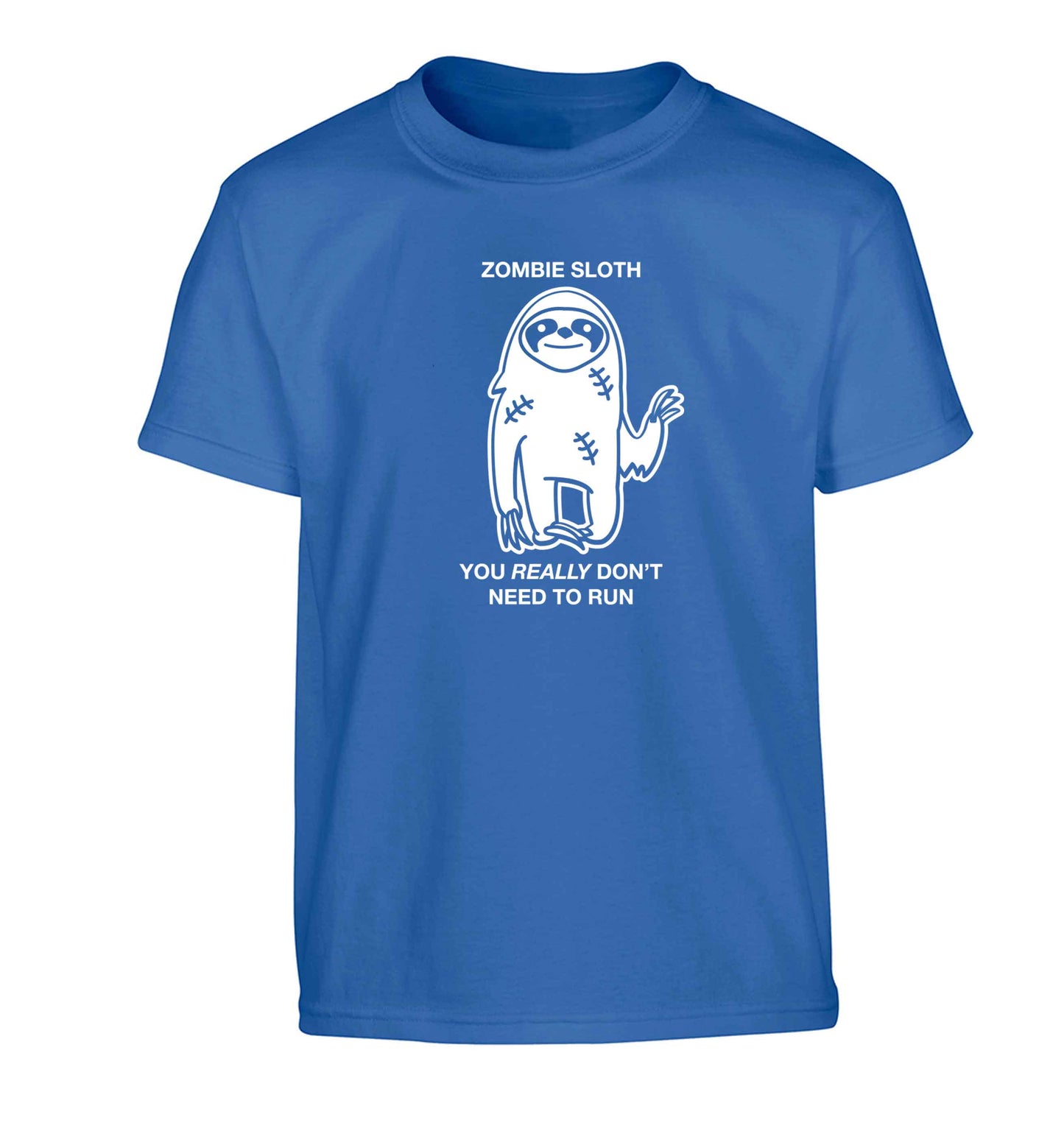 Zombie sloth you really don't need to run Children's blue Tshirt 12-13 Years