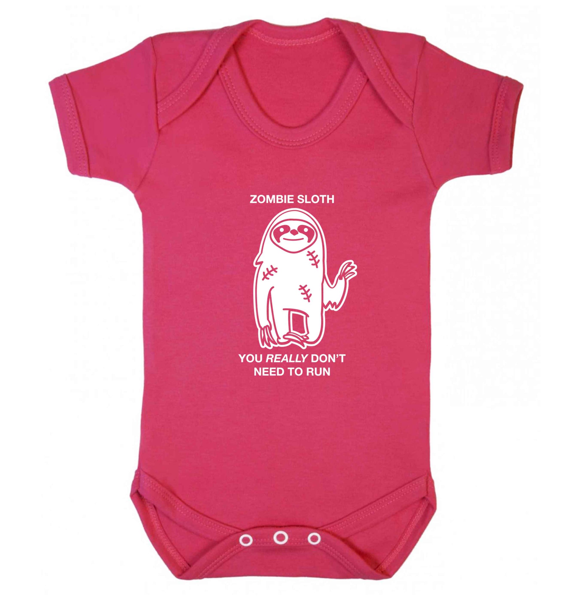 Zombie sloth you really don't need to run baby vest dark pink 18-24 months