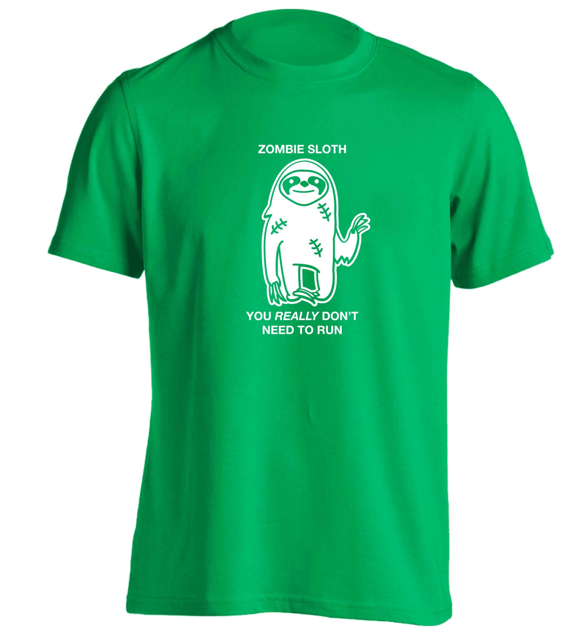 Zombie sloth you really don't need to run adults unisex green Tshirt 2XL