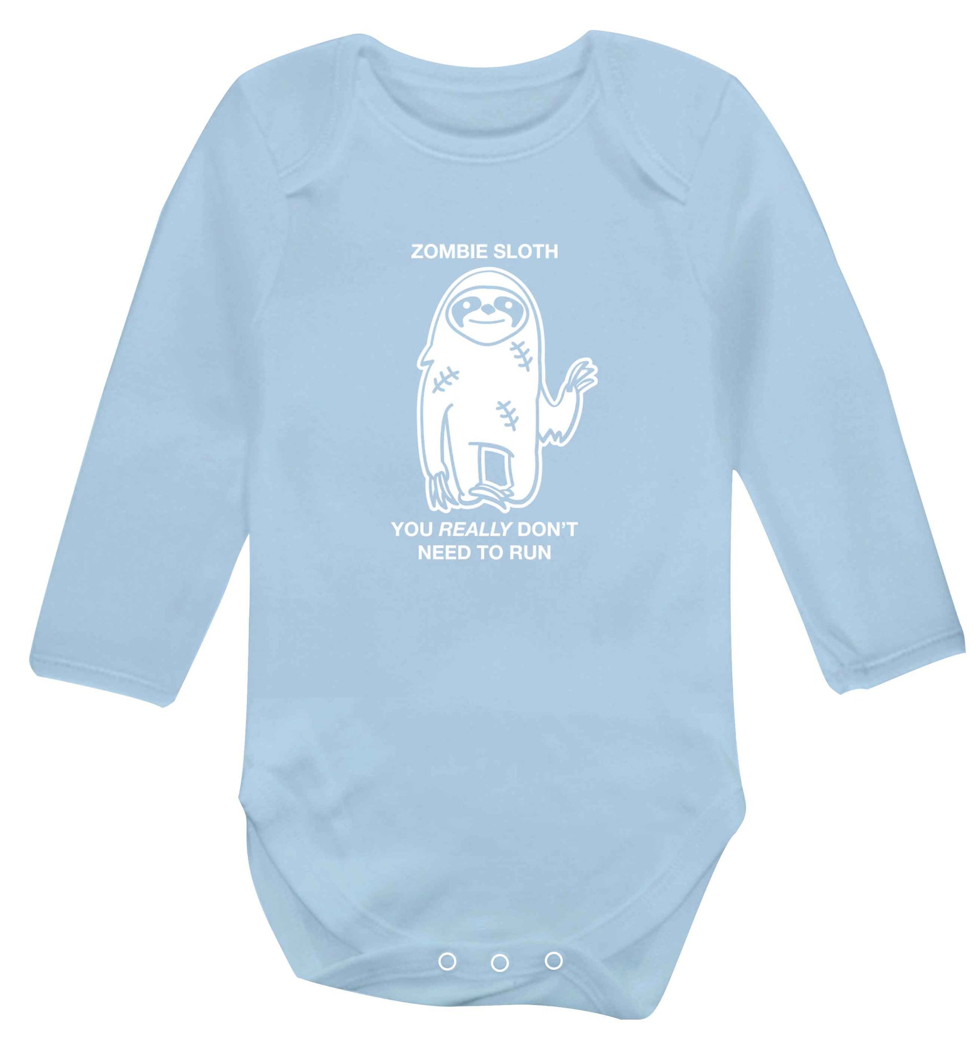 Zombie sloth you really don't need to run baby vest long sleeved pale blue 6-12 months