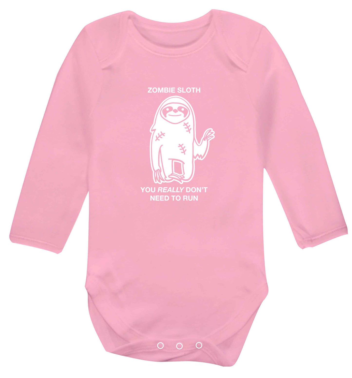 Zombie sloth you really don't need to run baby vest long sleeved pale pink 6-12 months