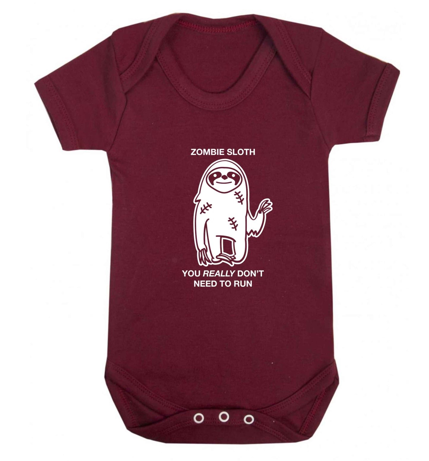 Zombie sloth you really don't need to run baby vest maroon 18-24 months
