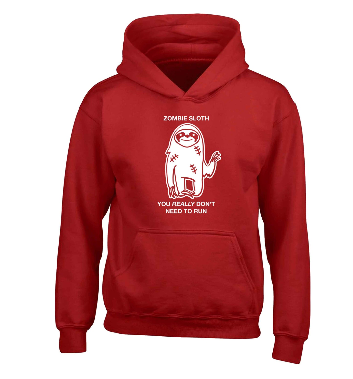 Zombie sloth you really don't need to run children's red hoodie 12-13 Years