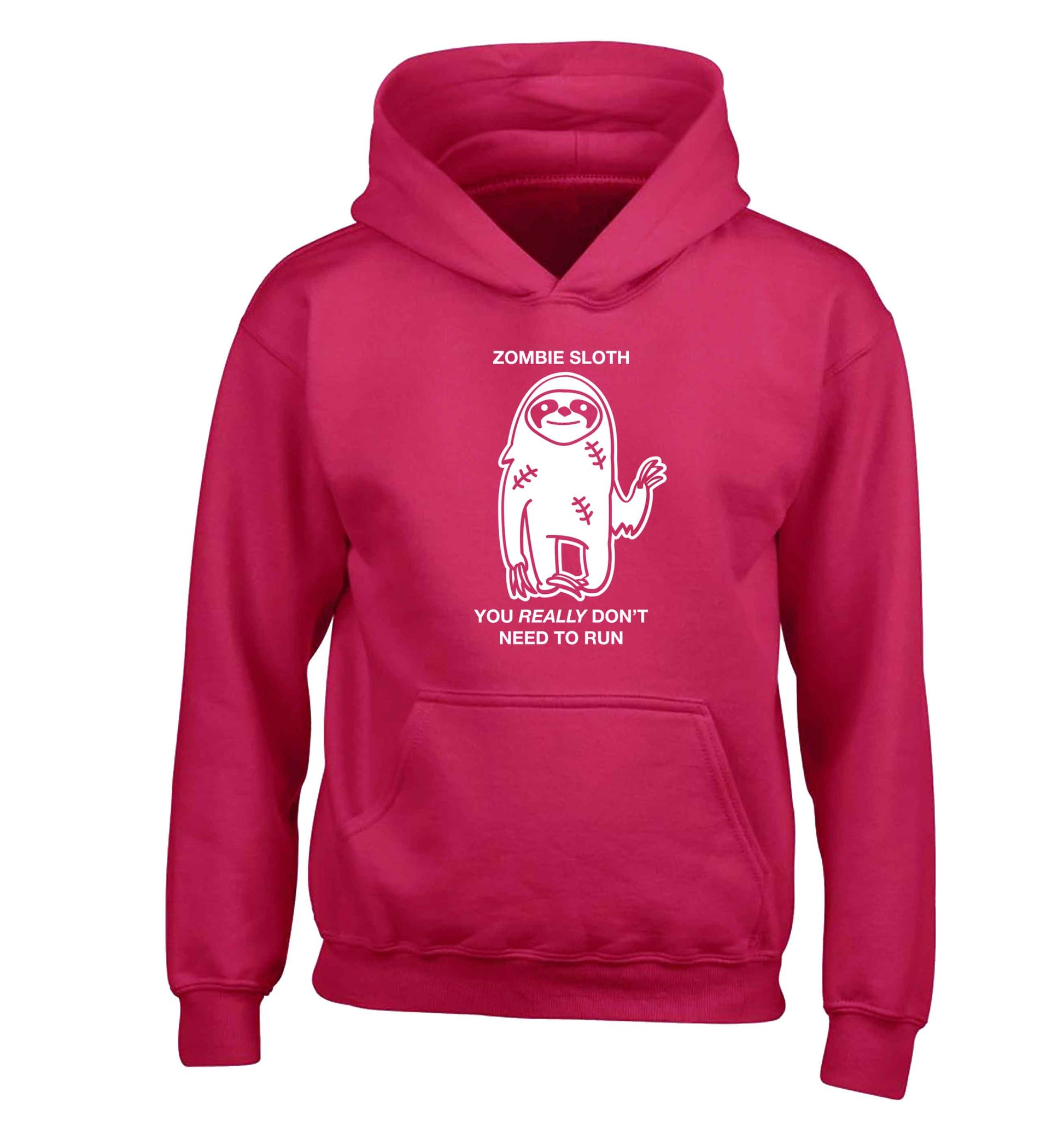 Zombie sloth you really don't need to run children's pink hoodie 12-13 Years