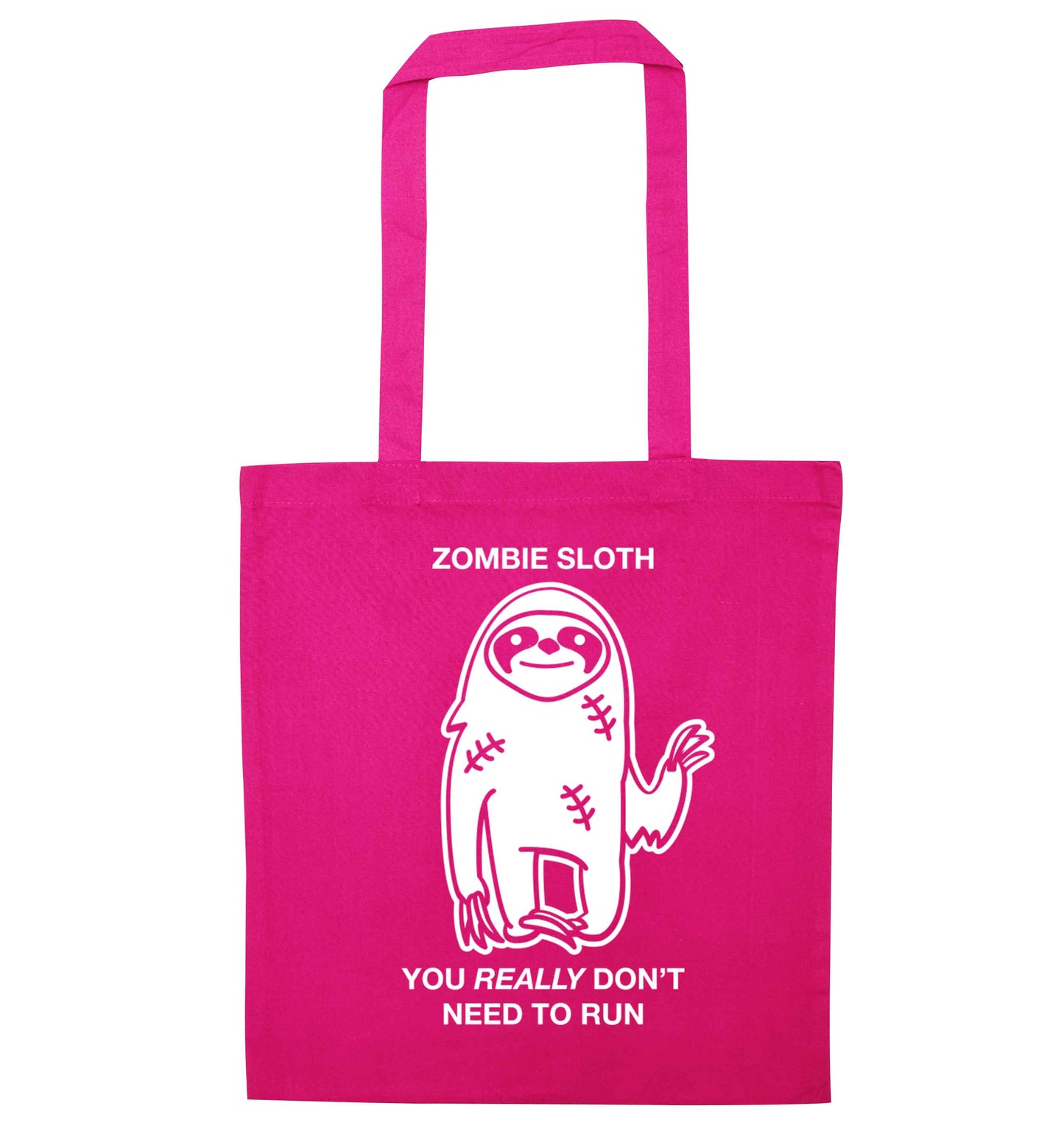 Zombie sloth you really don't need to run pink tote bag