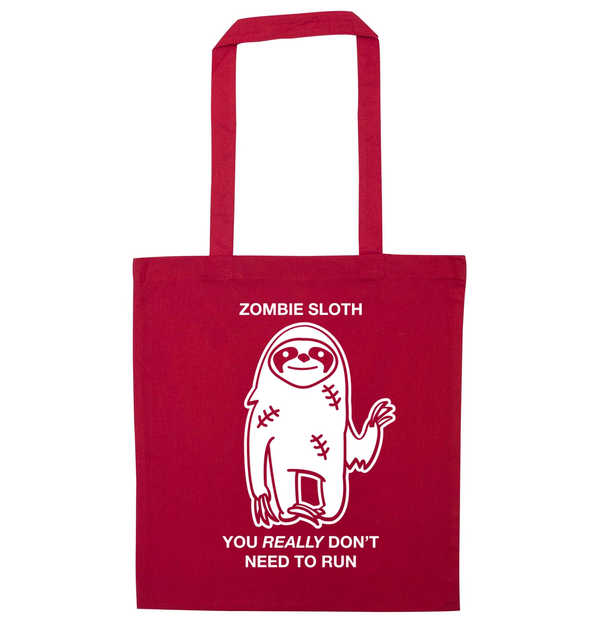 Zombie sloth you really don't need to run red tote bag
