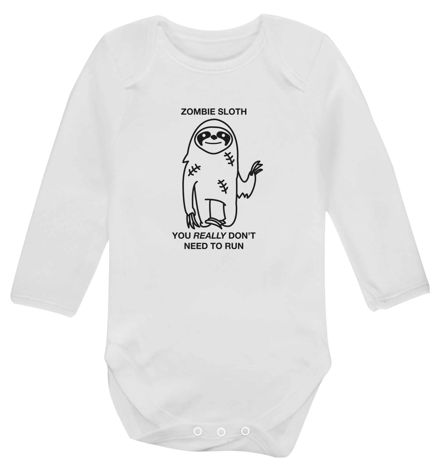 Zombie sloth you really don't need to run baby vest long sleeved white 6-12 months